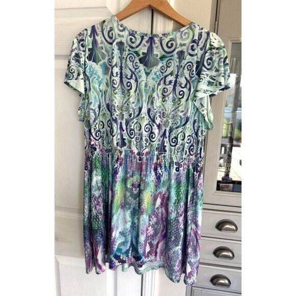 Apt 9 Women's Plus 2X Colorful Blouse Top Fairy Stretch - Picture 2 of 6